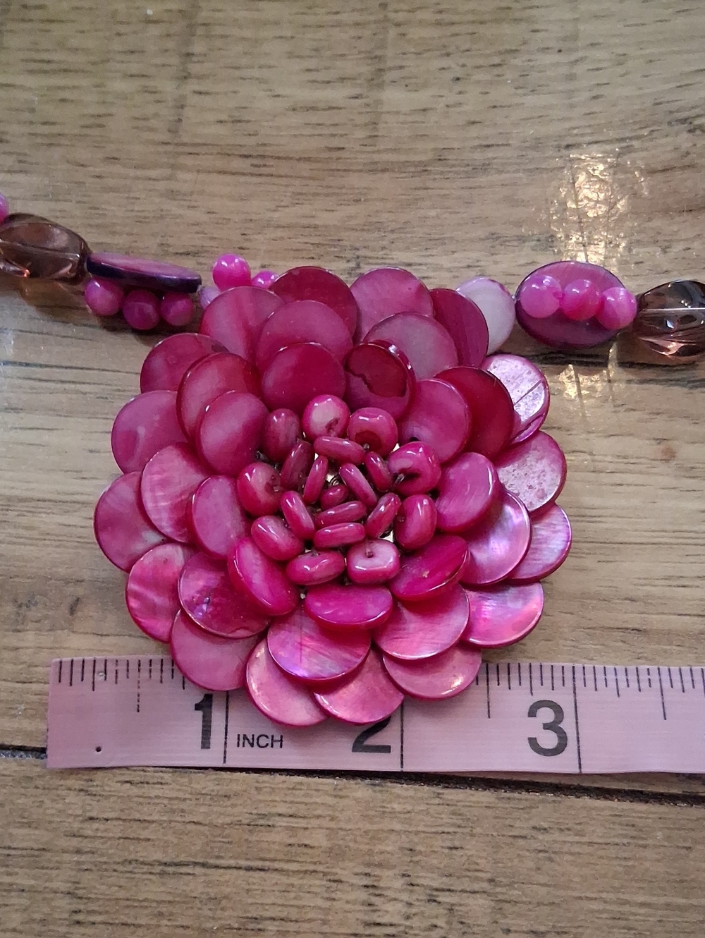 Women's Pink Floral Statement Necklace - Women Jewelry Beaded Necklaces - Picture 7 of 16